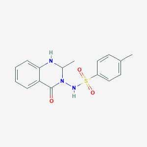 molecular formula C16H17N3O3S B11077749 4-methyl-N-(2-methyl-4-oxo-1,4-dihydroquinazolin-3(2H)-yl)benzenesulfonamide 