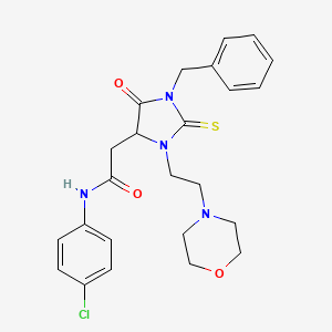 molecular formula C24H27ClN4O3S B11077751 2-{1-benzyl-3-[2-(morpholin-4-yl)ethyl]-5-oxo-2-thioxoimidazolidin-4-yl}-N-(4-chlorophenyl)acetamide 