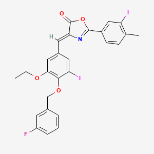 (4Z)-4-{3-ethoxy-4-[(3-fluorobenzyl)oxy]-5-iodobenzylidene}-2-(3-iodo-4-methylphenyl)-1,3-oxazol-5(4H)-one