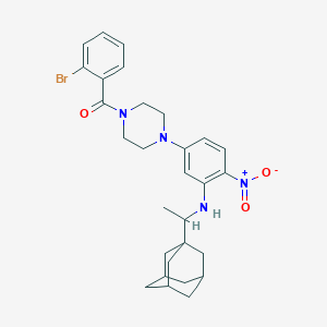 molecular formula C29H35BrN4O3 B11077754 (2-Bromophenyl)[4-(4-nitro-3-{[1-(tricyclo[3.3.1.1~3,7~]dec-1-yl)ethyl]amino}phenyl)piperazin-1-yl]methanone 