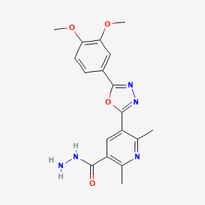 molecular formula C18H19N5O4 B11077756 5-[5-(3,4-Dimethoxyphenyl)-1,3,4-oxadiazol-2-yl]-2,6-dimethylpyridine-3-carbohydrazide 