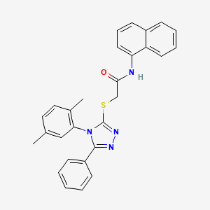 molecular formula C28H24N4OS B11077772 2-{[4-(2,5-Dimethylphenyl)-5-phenyl-4H-1,2,4-triazol-3-YL]sulfanyl}-N-(1-naphthyl)acetamide CAS No. 538336-51-5