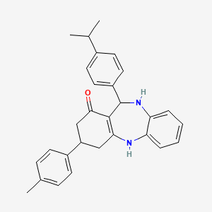 molecular formula C29H30N2O B11077818 11-(4-isopropylphenyl)-3-(4-methylphenyl)-2,3,4,5,10,11-hexahydro-1H-dibenzo[b,e][1,4]diazepin-1-one 