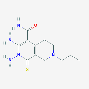 molecular formula C12H19N5OS B11077834 2,3-Diamino-7-propyl-1-thioxo-1,2,5,6,7,8-hexahydro-2,7-naphthyridine-4-carboxamide 