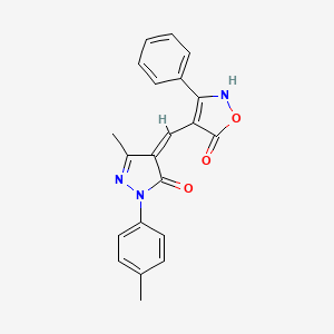 (4Z)-4-{[5-hydroxy-3-methyl-1-(4-methylphenyl)-1H-pyrazol-4-yl]methylidene}-3-phenyl-1,2-oxazol-5(4H)-one