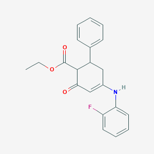 Ethyl 4-[(2-fluorophenyl)amino]-2-oxo-6-phenylcyclohex-3-ene-1-carboxylate