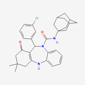 N-(Adamantan-1-YL)-11-(3-chlorophenyl)-3,3-dimethyl-1-oxo-1,2,3,4,5,11-hexahydro-10H-dibenzo[B,E][1,4]diazepine-10-carboxamide