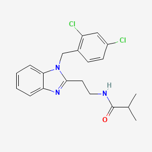 molecular formula C20H21Cl2N3O B11077882 N-{2-[1-(2,4-dichlorobenzyl)-1H-benzimidazol-2-yl]ethyl}-2-methylpropanamide 