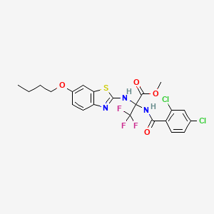 Methyl 2-[(6-butoxy-1,3-benzothiazol-2-yl)amino]-2-[(2,4-dichlorobenzoyl)amino]-3,3,3-trifluoropropanoate