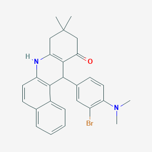 molecular formula C27H27BrN2O B11077952 12-[3-bromo-4-(dimethylamino)phenyl]-9,9-dimethyl-8,9,10,12-tetrahydrobenzo[a]acridin-11(7H)-one 