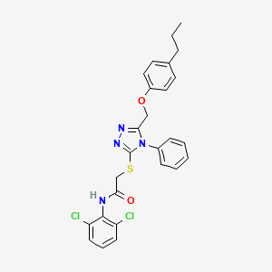 N-(2,6-dichlorophenyl)-2-({4-phenyl-5-[(4-propylphenoxy)methyl]-4H-1,2,4-triazol-3-yl}sulfanyl)acetamide