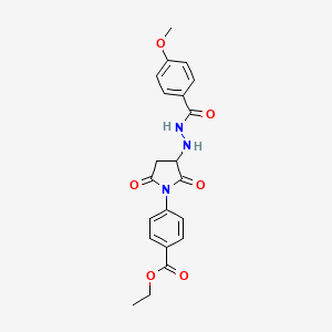 Ethyl 4-(3-{2-[(4-methoxyphenyl)carbonyl]hydrazinyl}-2,5-dioxopyrrolidin-1-yl)benzoate