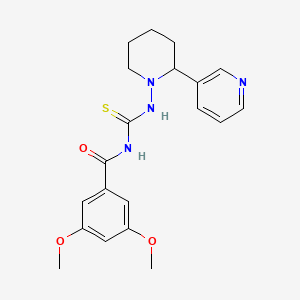 molecular formula C20H24N4O3S B11078054 3,5-dimethoxy-N-((2-(pyridin-3-yl)piperidin-1-yl)carbamothioyl)benzamide 