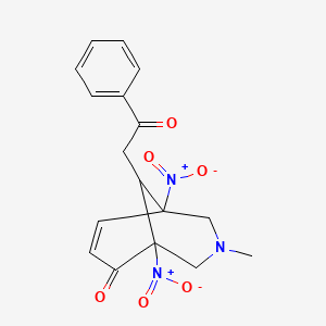 molecular formula C17H17N3O6 B11078058 3-Methyl-1,5-dinitro-9-(2-oxo-2-phenylethyl)-3-azabicyclo[3.3.1]non-7-en-6-one 