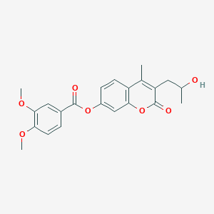 3-(2-hydroxypropyl)-4-methyl-2-oxo-2H-chromen-7-yl 3,4-dimethoxybenzoate