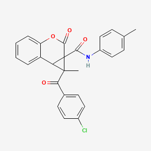 molecular formula C26H20ClNO4 B11078081 1-[(4-chlorophenyl)carbonyl]-1-methyl-N-(4-methylphenyl)-2-oxo-1,7b-dihydrocyclopropa[c]chromene-1a(2H)-carboxamide 