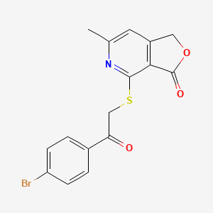 molecular formula C16H12BrNO3S B11078102 4-{[2-(4-Bromophenyl)-2-oxoethyl]sulfanyl}-6-methylfuro[3,4-c]pyridin-3(1h)-one 