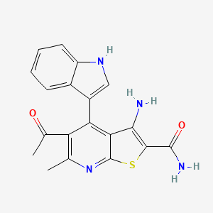 molecular formula C19H16N4O2S B11078174 5-acetyl-3-amino-4-(1H-indol-3-yl)-6-methylthieno[2,3-b]pyridine-2-carboxamide 