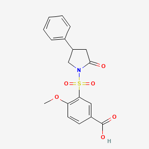 4-Methoxy-3-[(2-oxo-4-phenylpyrrolidin-1-yl)sulfonyl]benzoic acid