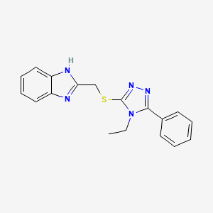 molecular formula C18H17N5S B11078211 1H-Benzoimidazole, 2-(4-ethyl-5-phenyl-4H-[1,2,4]triazol-3-ylsulfanylmethyl)- 