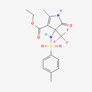 ethyl 2-methyl-4-{[(4-methylphenyl)sulfonyl]amino}-5-oxo-4-(trifluoromethyl)-4,5-dihydro-1H-pyrrole-3-carboxylate