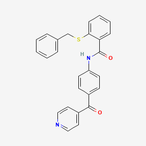 molecular formula C26H20N2O2S B11078252 2-(benzylsulfanyl)-N-[4-(pyridin-4-ylcarbonyl)phenyl]benzamide 