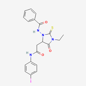 N-(3-ethyl-5-{2-[(4-iodophenyl)amino]-2-oxoethyl}-4-oxo-2-thioxoimidazolidin-1-yl)benzamide