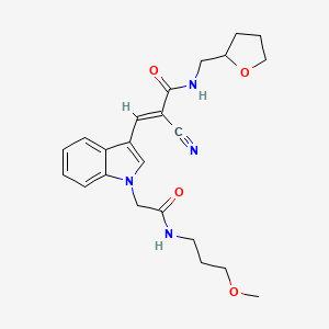 (2E)-2-cyano-3-(1-{2-[(3-methoxypropyl)amino]-2-oxoethyl}-1H-indol-3-yl)-N-(tetrahydrofuran-2-ylmethyl)prop-2-enamide