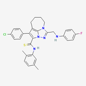 4-(4-chlorophenyl)-N-(2,5-dimethylphenyl)-1-{[(4-fluorophenyl)amino]methyl}-5,6,7,8-tetrahydro-2,2a,8a-triazacyclopenta[cd]azulene-3-carbothioamide