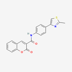 molecular formula C20H14N2O3S B11078274 N-[4-(2-methyl-1,3-thiazol-4-yl)phenyl]-2-oxo-2H-chromene-3-carboxamide 