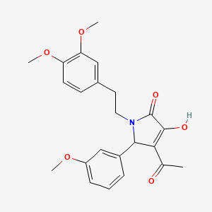 molecular formula C23H25NO6 B11078278 4-acetyl-1-[2-(3,4-dimethoxyphenyl)ethyl]-3-hydroxy-5-(3-methoxyphenyl)-1,5-dihydro-2H-pyrrol-2-one 