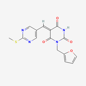 (5Z)-1-(furan-2-ylmethyl)-5-{[2-(methylsulfanyl)pyrimidin-5-yl]methylidene}pyrimidine-2,4,6(1H,3H,5H)-trione