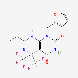 7-ethyl-1-(furan-2-ylmethyl)-5,5-bis(trifluoromethyl)-5,8-dihydropyrimido[4,5-d]pyrimidine-2,4(1H,3H)-dione