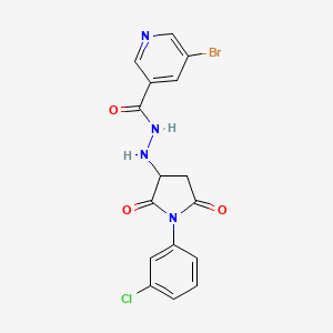 5-bromo-N'-[1-(3-chlorophenyl)-2,5-dioxopyrrolidin-3-yl]pyridine-3-carbohydrazide