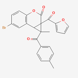 molecular formula C24H17BrO5 B11078368 6-bromo-1a-(furan-2-ylcarbonyl)-1-methyl-1-[(4-methylphenyl)carbonyl]-1a,7b-dihydrocyclopropa[c]chromen-2(1H)-one 