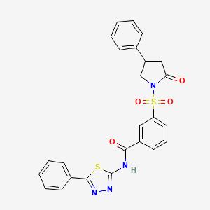 molecular formula C25H20N4O4S2 B11078373 3-[(2-oxo-4-phenylpyrrolidin-1-yl)sulfonyl]-N-(5-phenyl-1,3,4-thiadiazol-2-yl)benzamide 