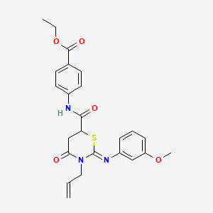 ethyl 4-({[(2Z)-2-[(3-methoxyphenyl)imino]-4-oxo-3-(prop-2-en-1-yl)-1,3-thiazinan-6-yl]carbonyl}amino)benzoate