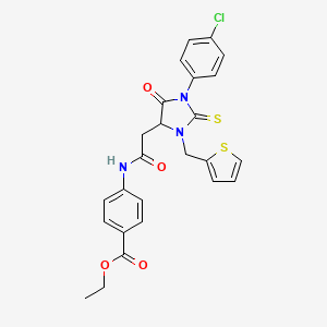 Ethyl 4-({[1-(4-chlorophenyl)-5-oxo-3-(thiophen-2-ylmethyl)-2-thioxoimidazolidin-4-yl]acetyl}amino)benzoate