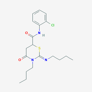 molecular formula C19H26ClN3O2S B11078394 (2E)-3-butyl-2-(butylimino)-N-(2-chlorophenyl)-4-oxo-1,3-thiazinane-6-carboxamide 