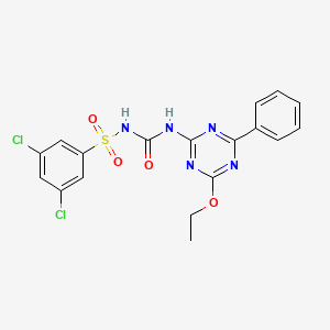 molecular formula C18H15Cl2N5O4S B11078401 3,5-dichloro-N-[(4-ethoxy-6-phenyl-1,3,5-triazin-2-yl)carbamoyl]benzenesulfonamide 