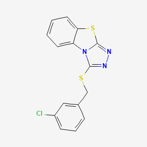 molecular formula C15H10ClN3S2 B11078408 3-[(3-Chlorobenzyl)sulfanyl][1,2,4]triazolo[3,4-b][1,3]benzothiazole 