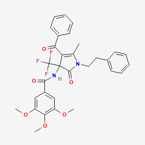 molecular formula C31H29F3N2O6 B11078423 3,4,5-trimethoxy-N-[5-methyl-2-oxo-4-(phenylcarbonyl)-1-(2-phenylethyl)-3-(trifluoromethyl)-2,3-dihydro-1H-pyrrol-3-yl]benzamide 