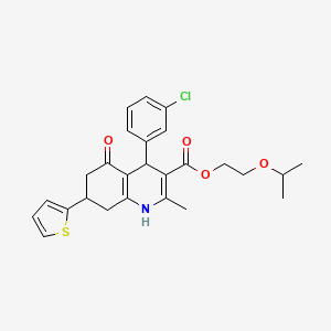 2-(Propan-2-yloxy)ethyl 4-(3-chlorophenyl)-2-methyl-5-oxo-7-(thiophen-2-yl)-1,4,5,6,7,8-hexahydroquinoline-3-carboxylate