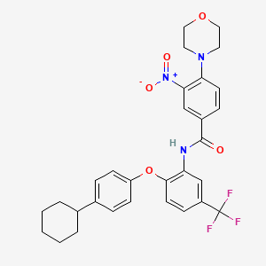 molecular formula C30H30F3N3O5 B11078464 N-[2-(4-cyclohexylphenoxy)-5-(trifluoromethyl)phenyl]-4-(morpholin-4-yl)-3-nitrobenzamide 