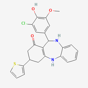 11-(3-chloro-4-hydroxy-5-methoxyphenyl)-3-(thiophen-2-yl)-2,3,4,5,10,11-hexahydro-1H-dibenzo[b,e][1,4]diazepin-1-one