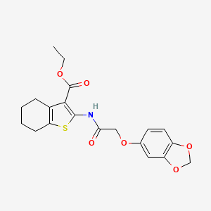 molecular formula C20H21NO6S B11078576 Ethyl 2-{[(1,3-benzodioxol-5-yloxy)acetyl]amino}-4,5,6,7-tetrahydro-1-benzothiophene-3-carboxylate 