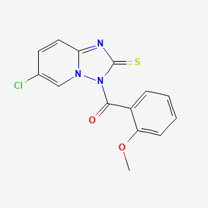 molecular formula C14H10ClN3O2S B11078594 (6-Chloro-2-thioxo-2H-[1,2,4]triazolo[1,5-a]pyridin-3-yl)(2-methoxyphenyl)methanone 