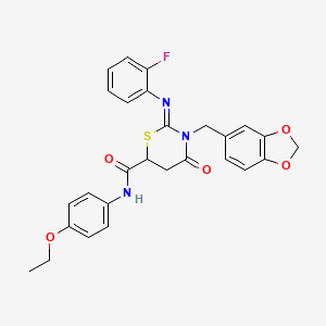 (2Z)-3-(1,3-benzodioxol-5-ylmethyl)-N-(4-ethoxyphenyl)-2-[(2-fluorophenyl)imino]-4-oxo-1,3-thiazinane-6-carboxamide