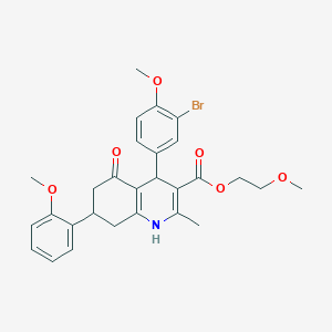 2-Methoxyethyl 4-(3-bromo-4-methoxyphenyl)-7-(2-methoxyphenyl)-2-methyl-5-oxo-1,4,5,6,7,8-hexahydroquinoline-3-carboxylate