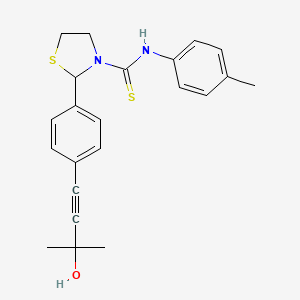 2-[4-(3-hydroxy-3-methylbut-1-yn-1-yl)phenyl]-N-(4-methylphenyl)-1,3-thiazolidine-3-carbothioamide